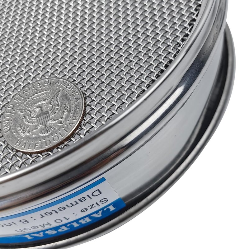 LABLPSAI 10 Mesh Lab Sieves 8" Diameter 304 Stainless Steel Wire Cloth Test Sieve for Industrial Laboratory Home - Image 3